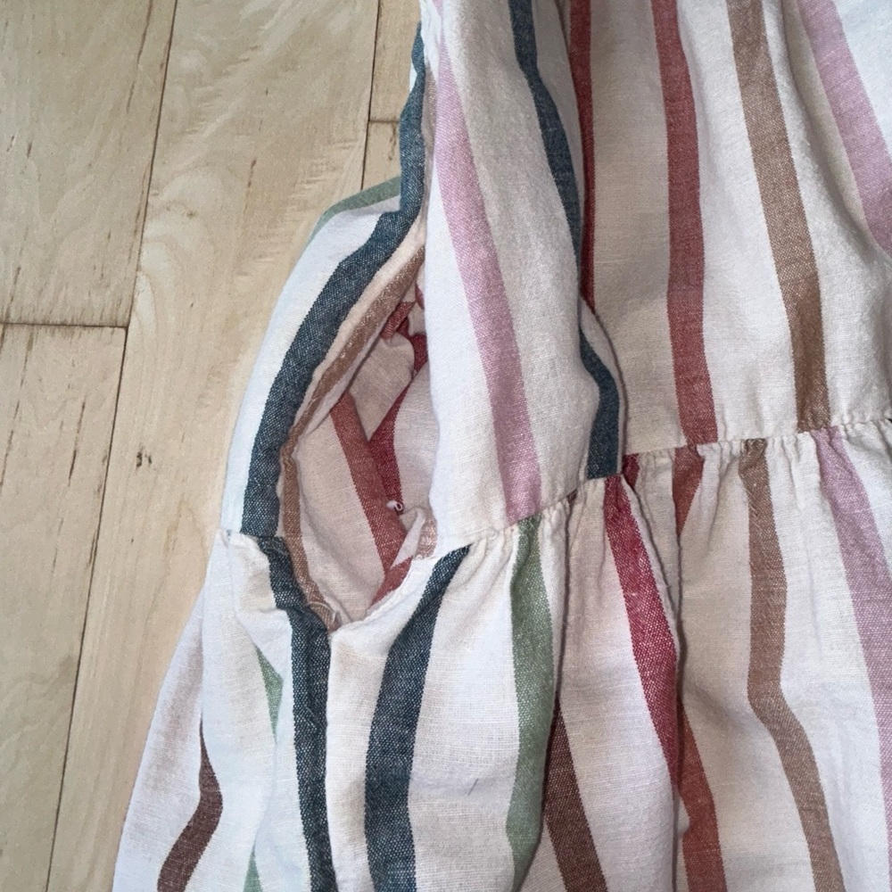 American Eagle Outfitters Cotton Linen Rainbow Striped Halter Tie Dress Large - Picture 15 of 16